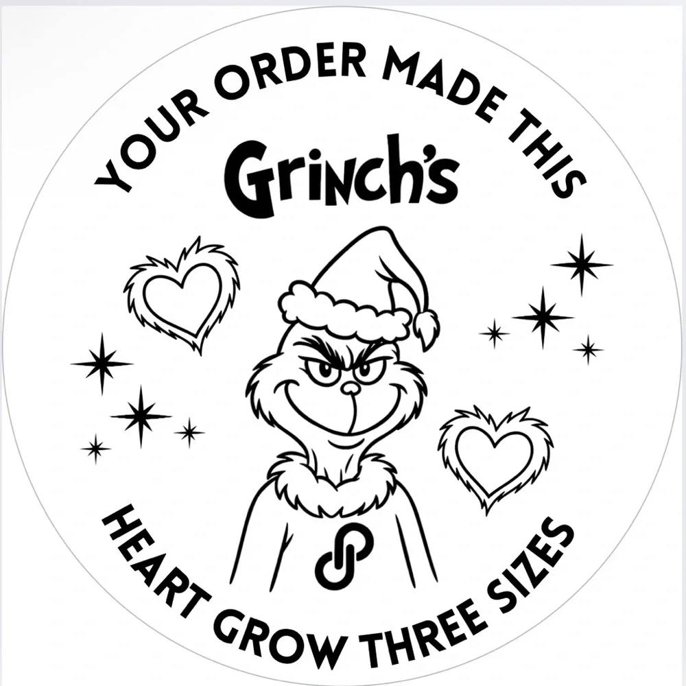 Handmade 50 Count Grinch Thank You Poshmark Round Stickers 2” x 2”